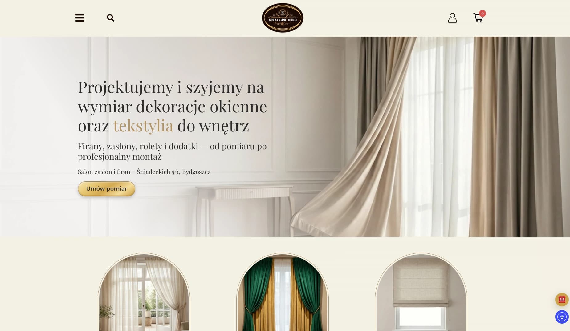 Sklep internetowy dla salonu projektowania wnętrz i dekoracji okiennych