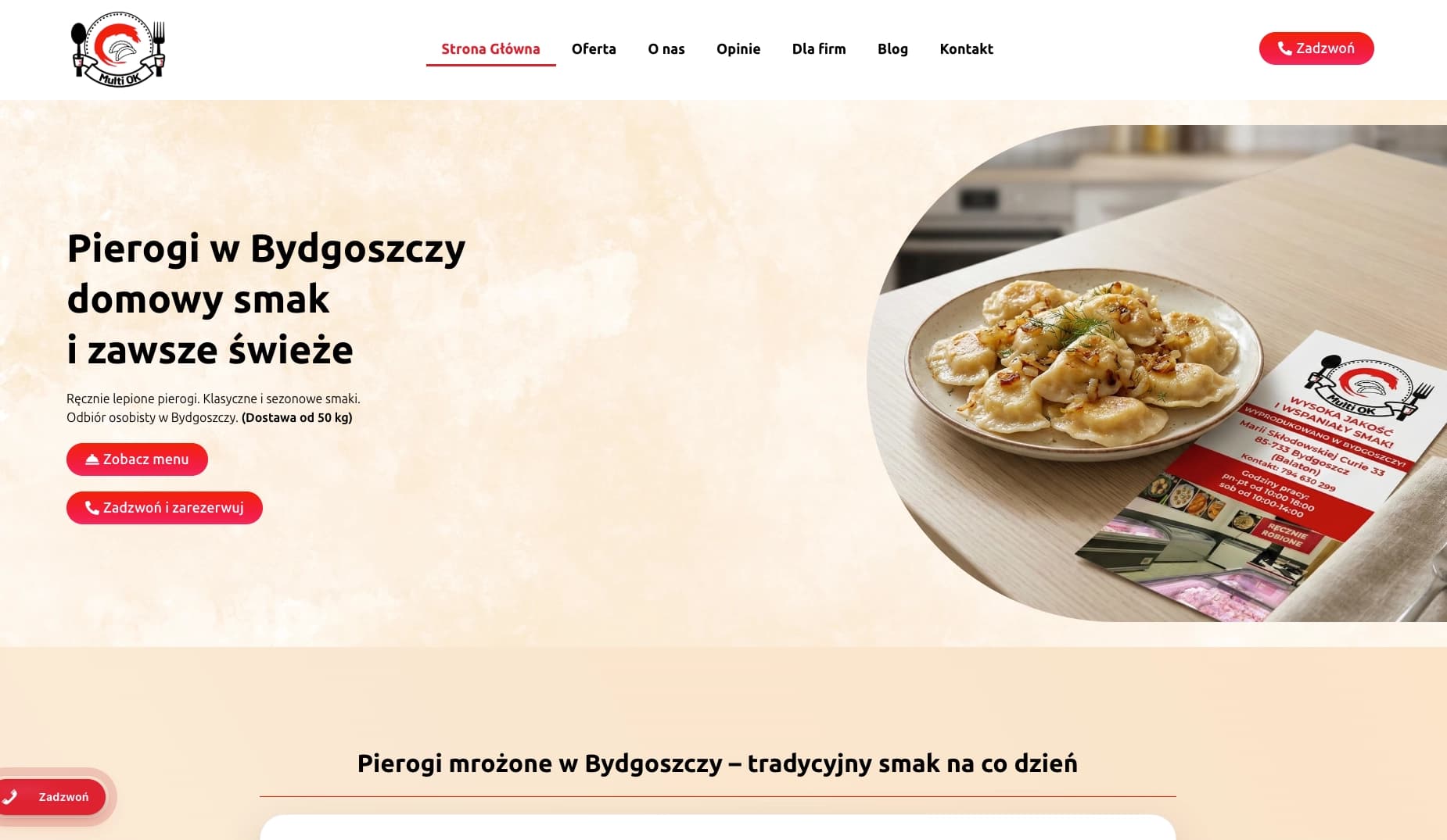 Strona internetowa dla sklepu gastronomicznego